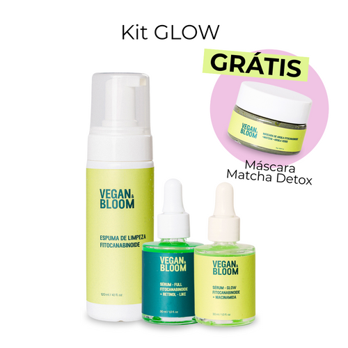 Kit Glow | Espuma Limpeza + Sérum GLOW + Sérum FULL + GRÁTIS Máscara Detox Matcha